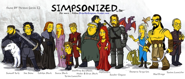 Game of thrones cast simpson character cartoon